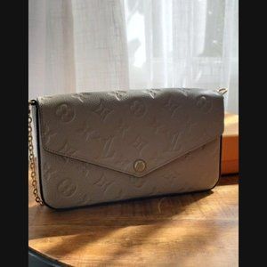Authentic Louis Vuitton Tan Cross bag with Gold Chain